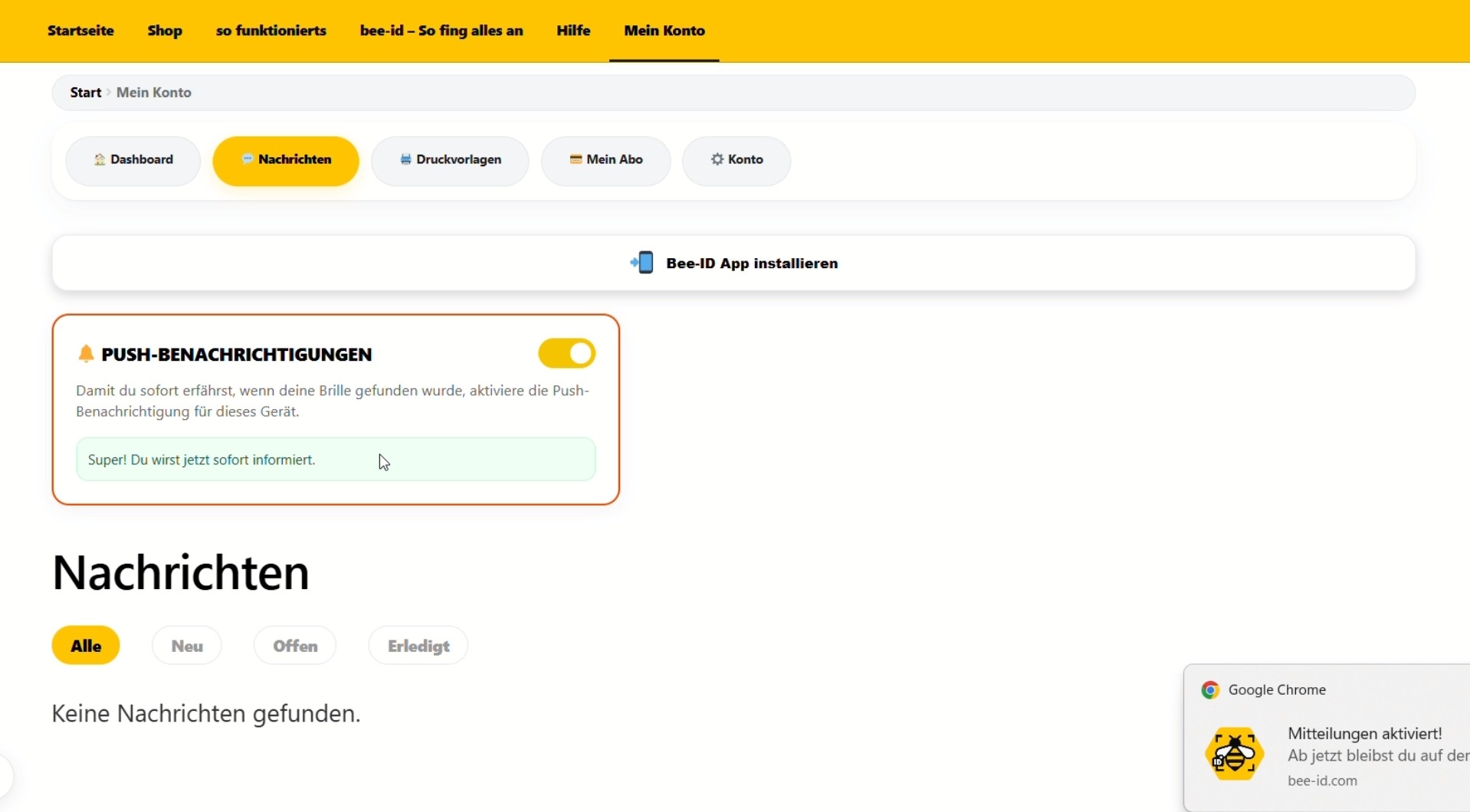 Desktop Push aktivieren